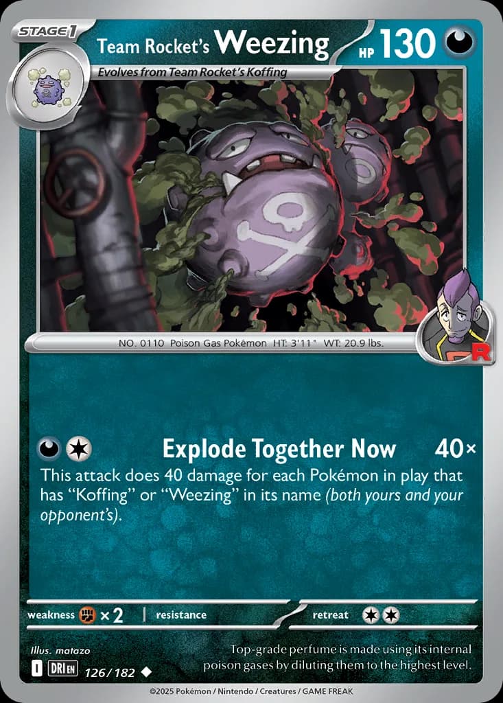 Destined Rivals Team Rocket's Weezing card front, 126/182