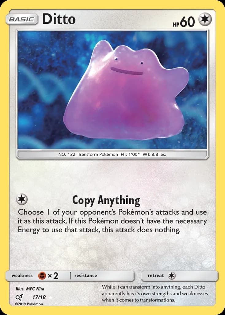 Ditto card front, Detective Pikachu 17/18