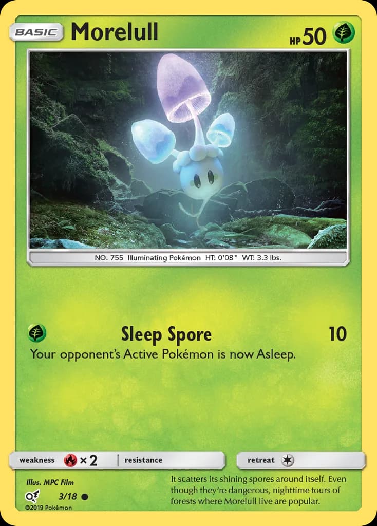 Detective Pikachu Morelull card front, 3/18
