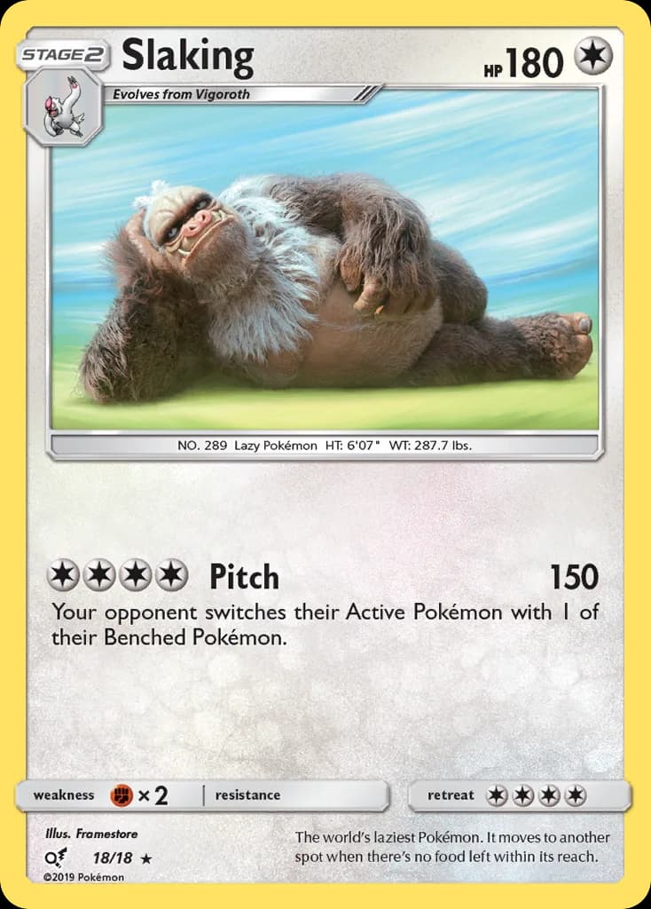 Detective Pikachu Slaking card front, 18/18