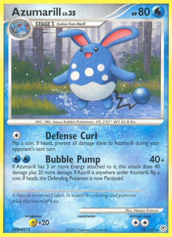 Diamond & Pearl Azumarill card front, 18/130