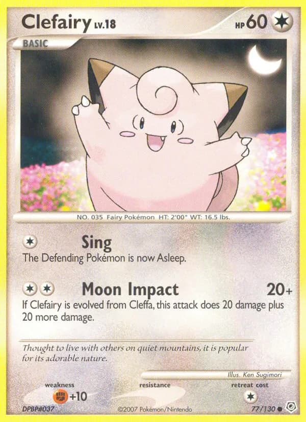 Diamond & Pearl Clefairy card front, 77/130