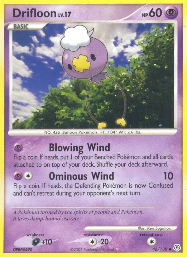 Diamond & Pearl Drifloon card front, 46/130