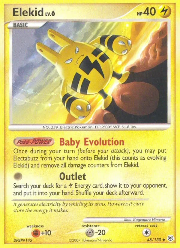 Diamond & Pearl Elekid card front, 48/130