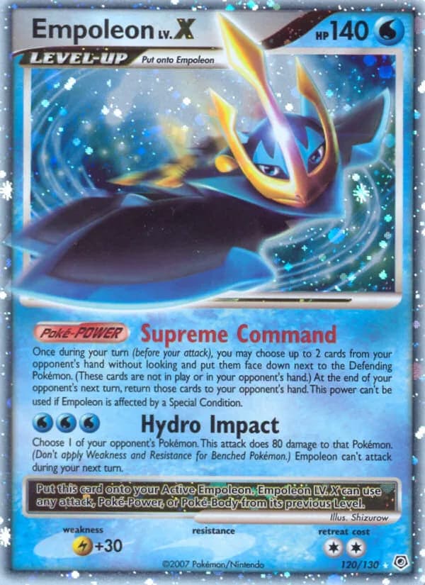 Empoleon LV.X card front, Diamond & Pearl 120/130