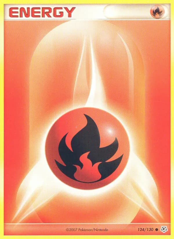 Diamond & Pearl Fire Energy card front, 124/130