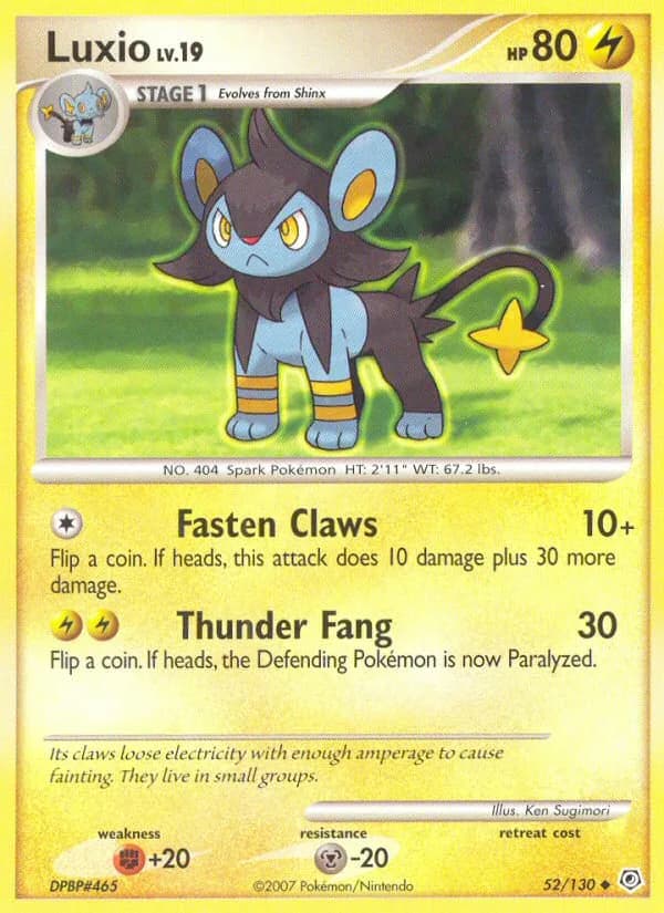 Diamond & Pearl Luxio card front, 52/130