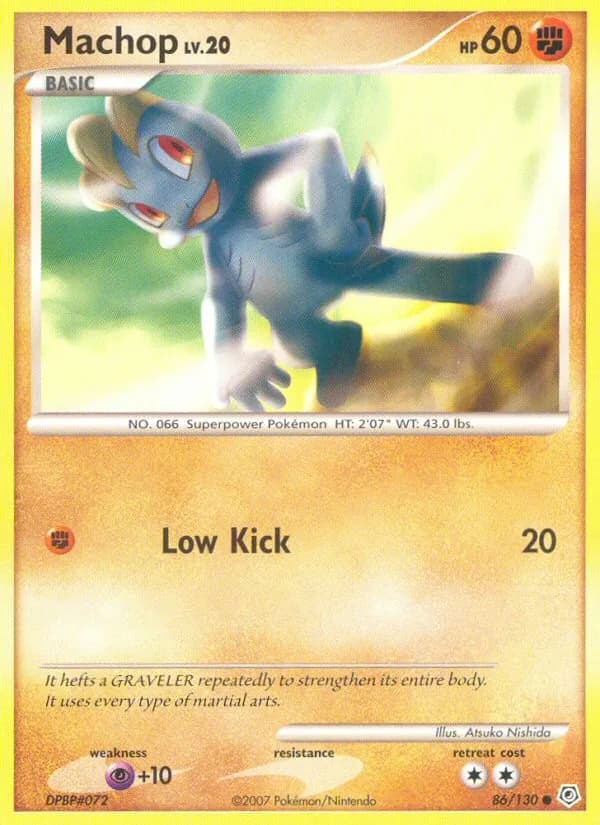 Diamond & Pearl Machop card front, 86/130
