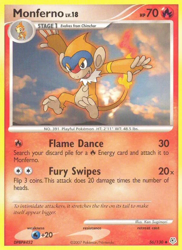 Diamond & Pearl Monferno card front, 56/130