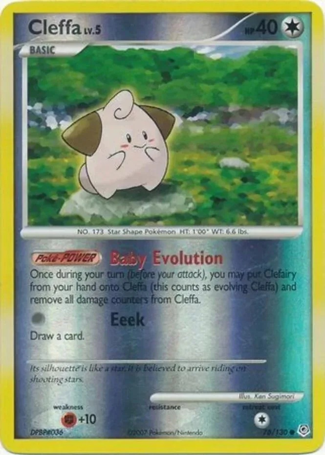 Cleffa reverse holo card front, Diamond & Pearl 78/130