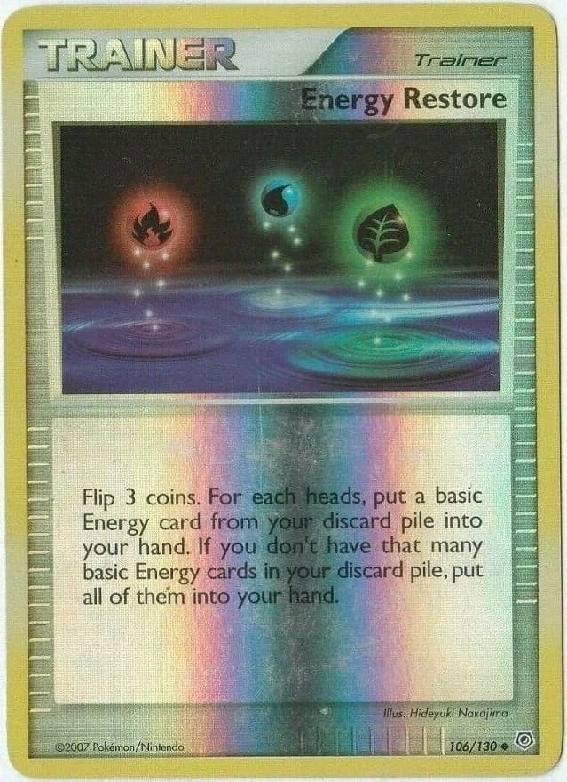 Energy Restore reverse holo card front, Diamond & Pearl 106/130