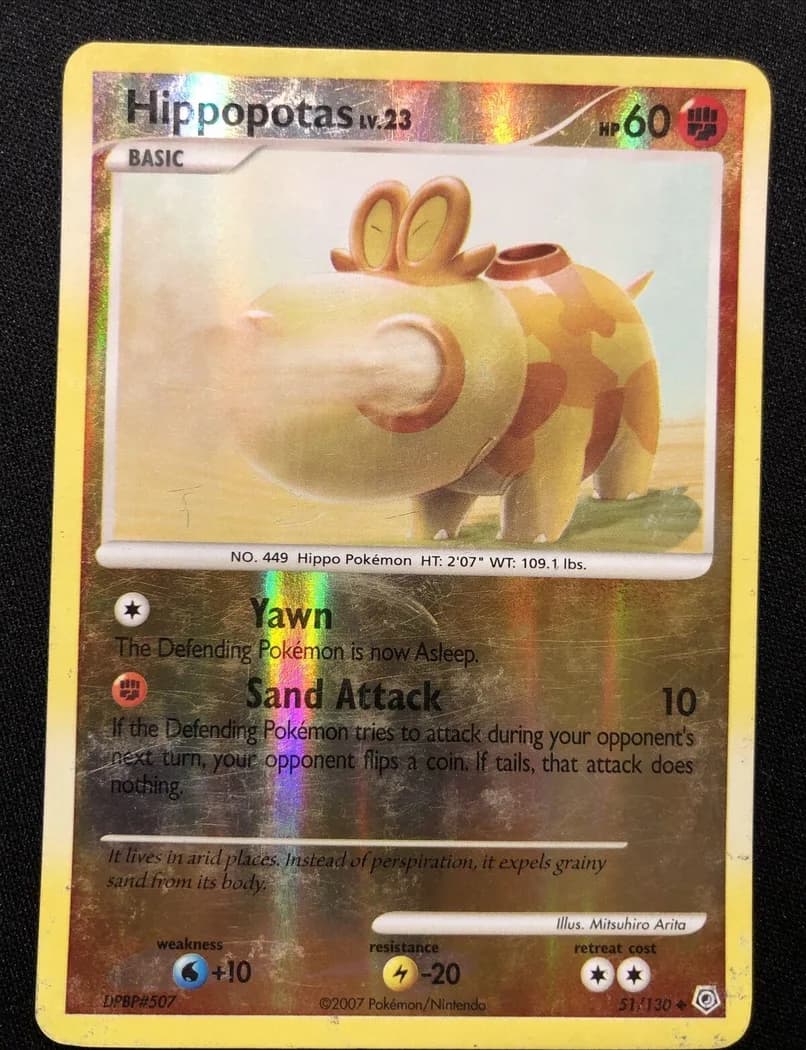 Hippopotas reverse holo card front, Diamond & Pearl 51/130