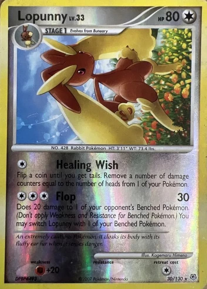 Lopunny reverse holo card front, Diamond & Pearl 30/130