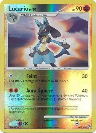 Lucario reverse holo card front, Diamond & Pearl 6/130