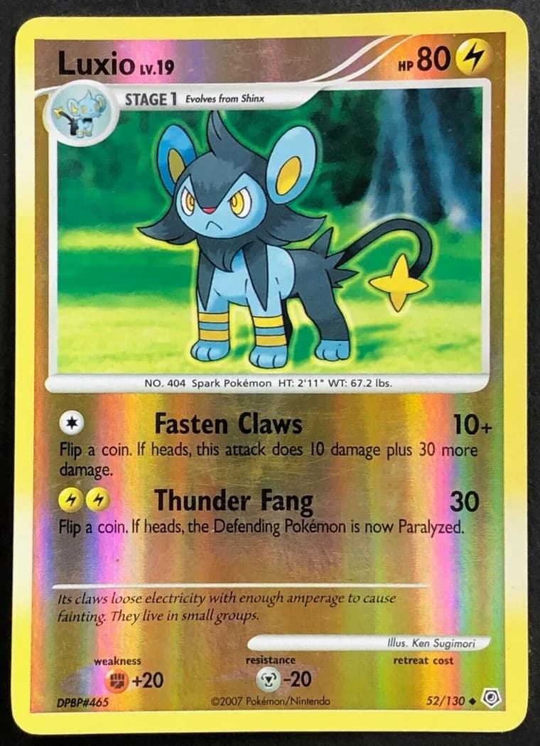Luxio reverse holo card front, Diamond & Pearl 52/130