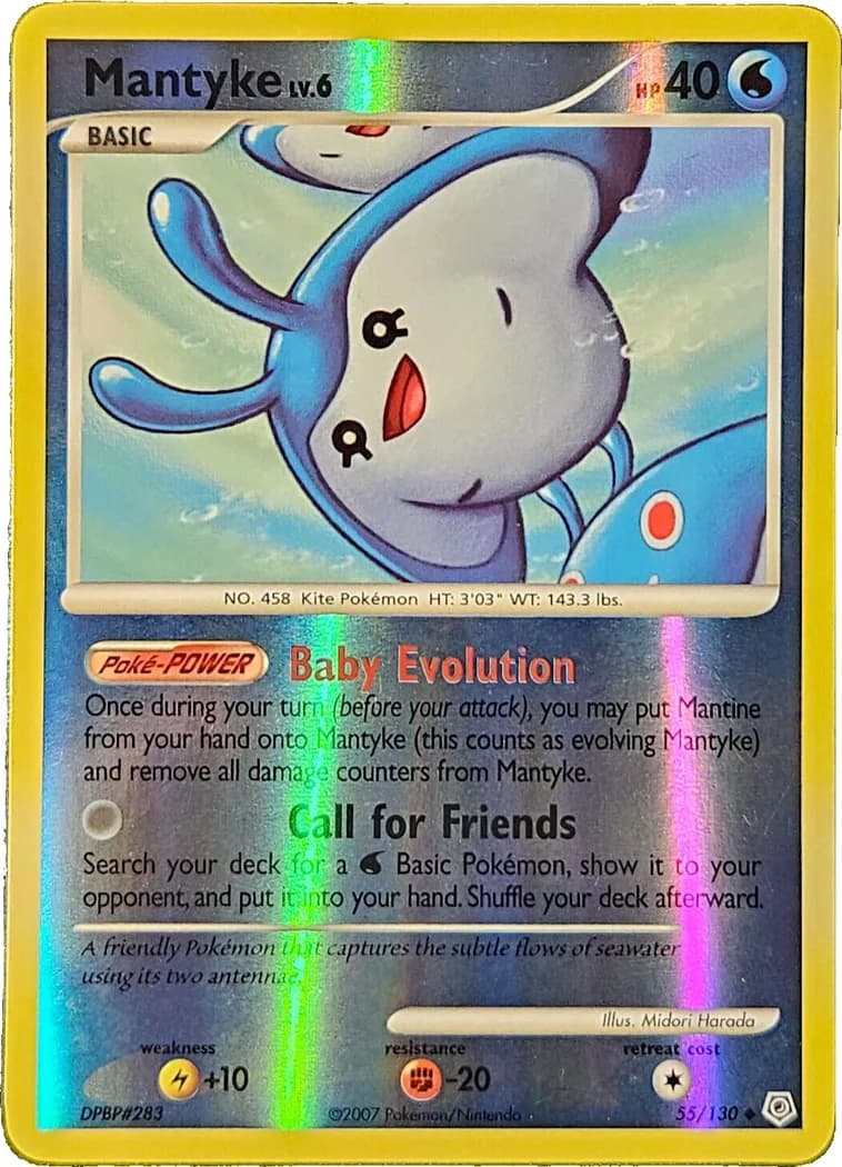 Mantyke reverse holo card front, Diamond & Pearl 55/130