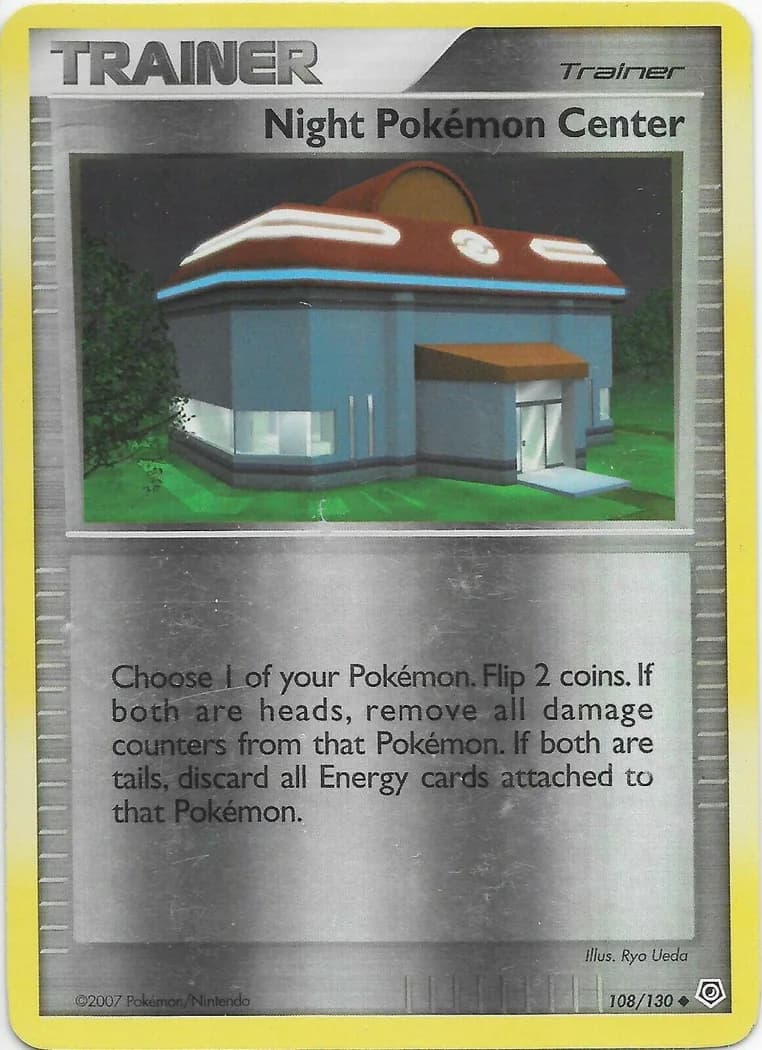 Night Pokémon Center reverse holo card front, Diamond & Pearl 108/130