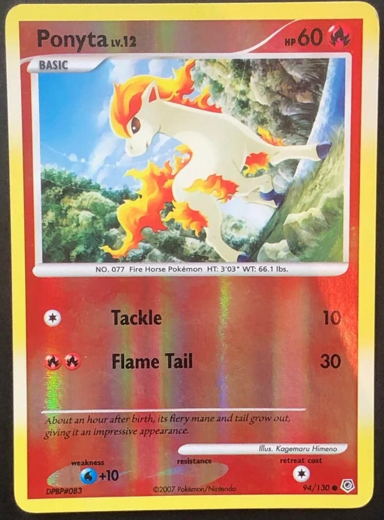 Ponyta reverse holo card front, Diamond & Pearl 94/130