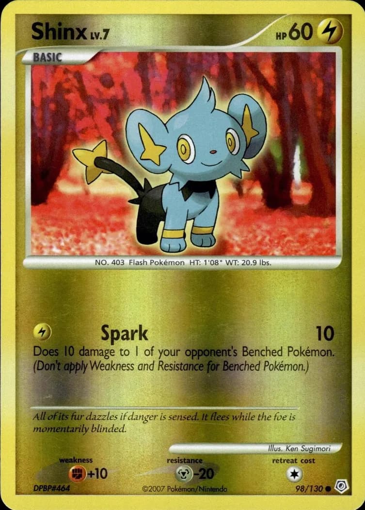 Shinx reverse holo card front, Diamond & Pearl 98/130