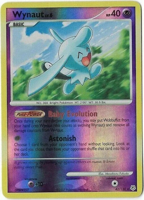 Wynaut reverse holo card front, Diamond & Pearl 42/130