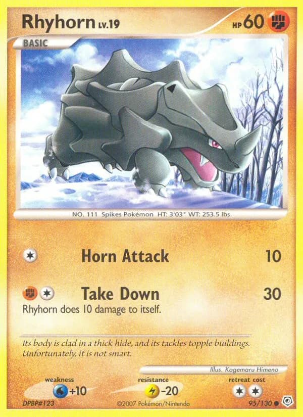 Diamond & Pearl Rhyhorn card front, 95/130
