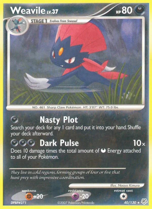 Weavile card front, Diamond & Pearl 40/130