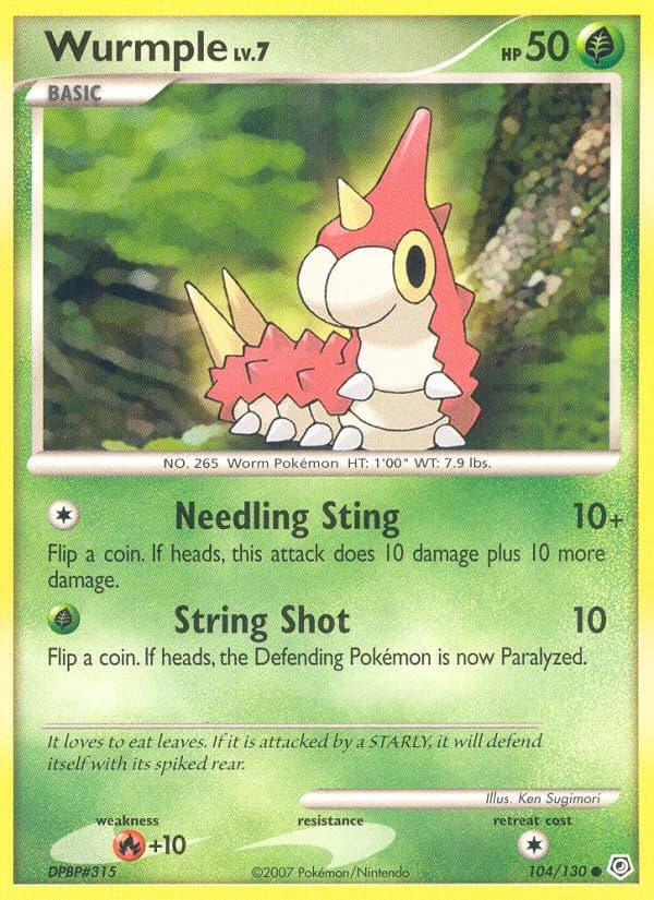 Diamond & Pearl Wurmple card front, 104/130