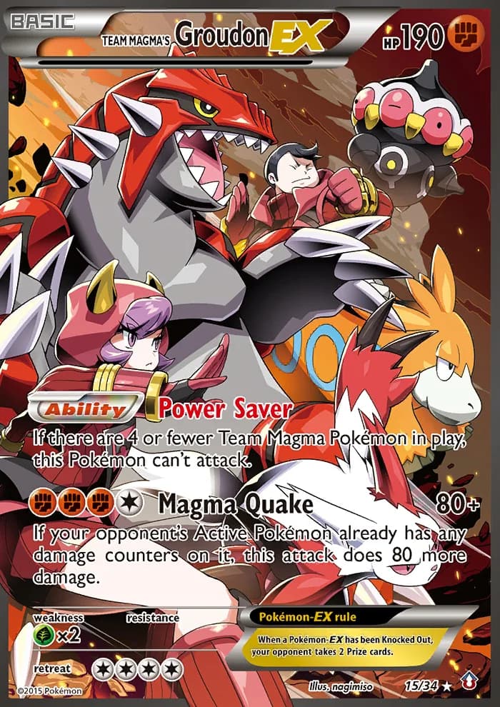 Double Crisis Team Magma's Groudon EX card front, 15/34