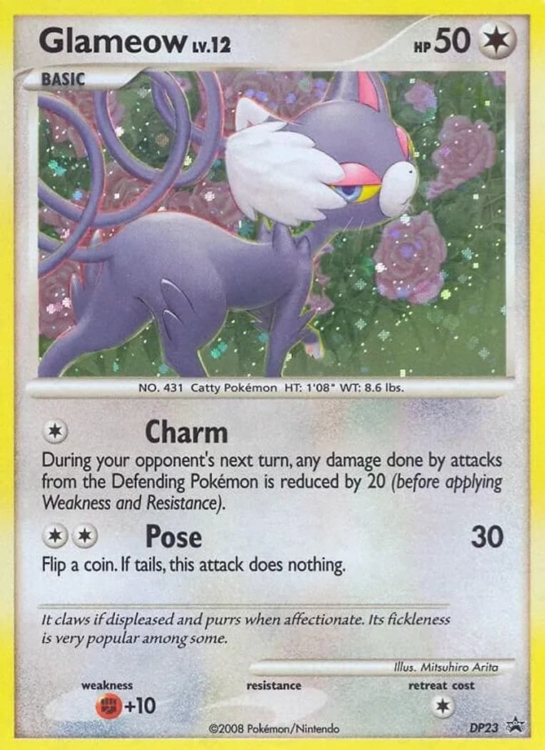 Glameow card front, DP Black Star Promos DP23