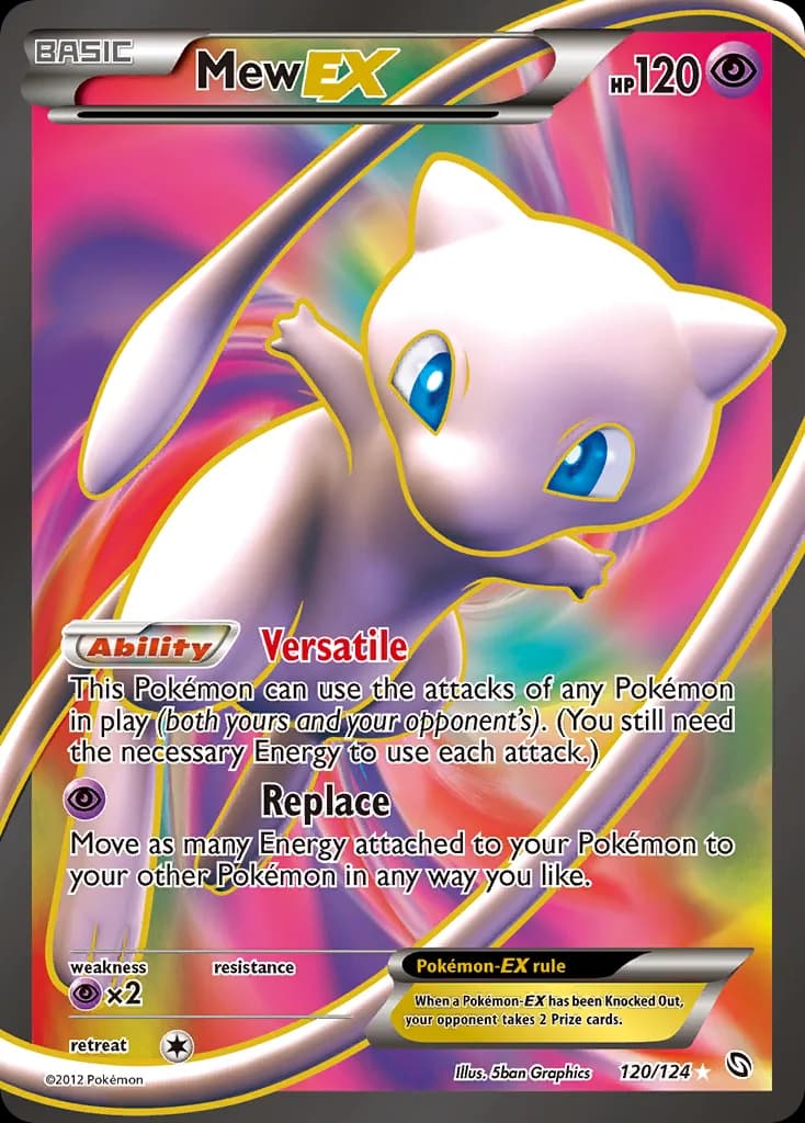 Mew-EX card front, Dragons Exalted 120/124