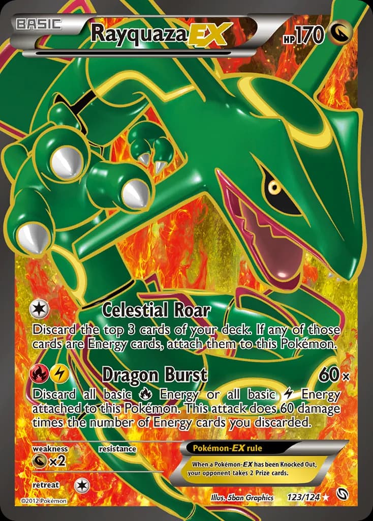 Dragons Exalted Rayquaza-EX card front, 123/124