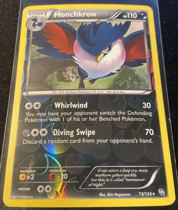 Honchkrow reverse holo card front, Dragons Exalted 73/124
