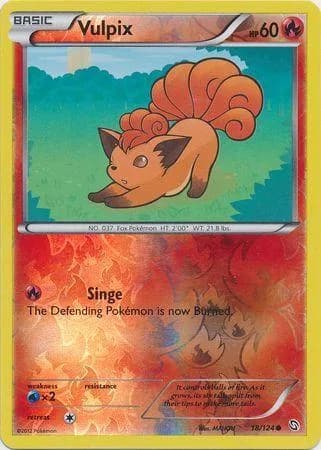 Vulpix reverse holo card front, Dragons Exalted 18/124