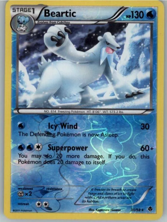 Beartic reverse holo card front, Emerging Powers 31/98
