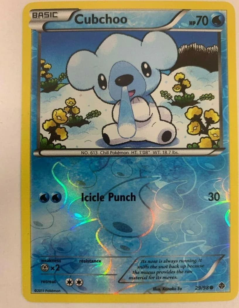 Cubchoo reverse holo card front, Emerging Powers 29/98