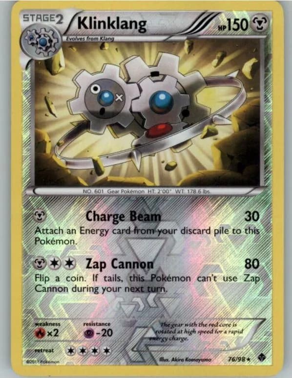 Klinklang reverse holo card front, Emerging Powers 76/98