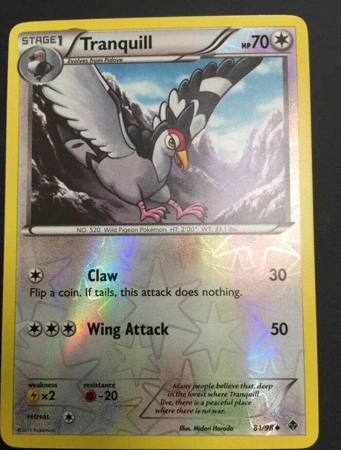 Tranquill reverse holo card front, Emerging Powers 81/98