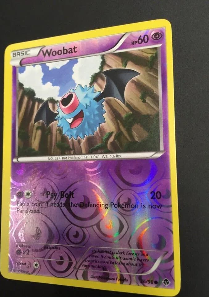 Woobat reverse holo card front, Emerging Powers 36/98