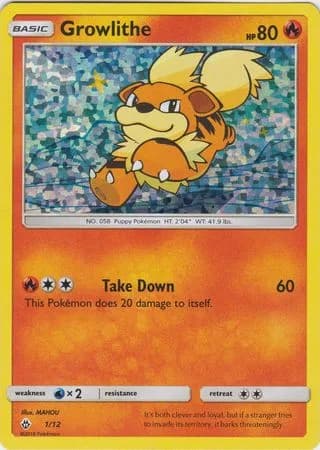 Growlithe, McDonald's Collection 2018 1/12, English card reference; edition and finish may differ