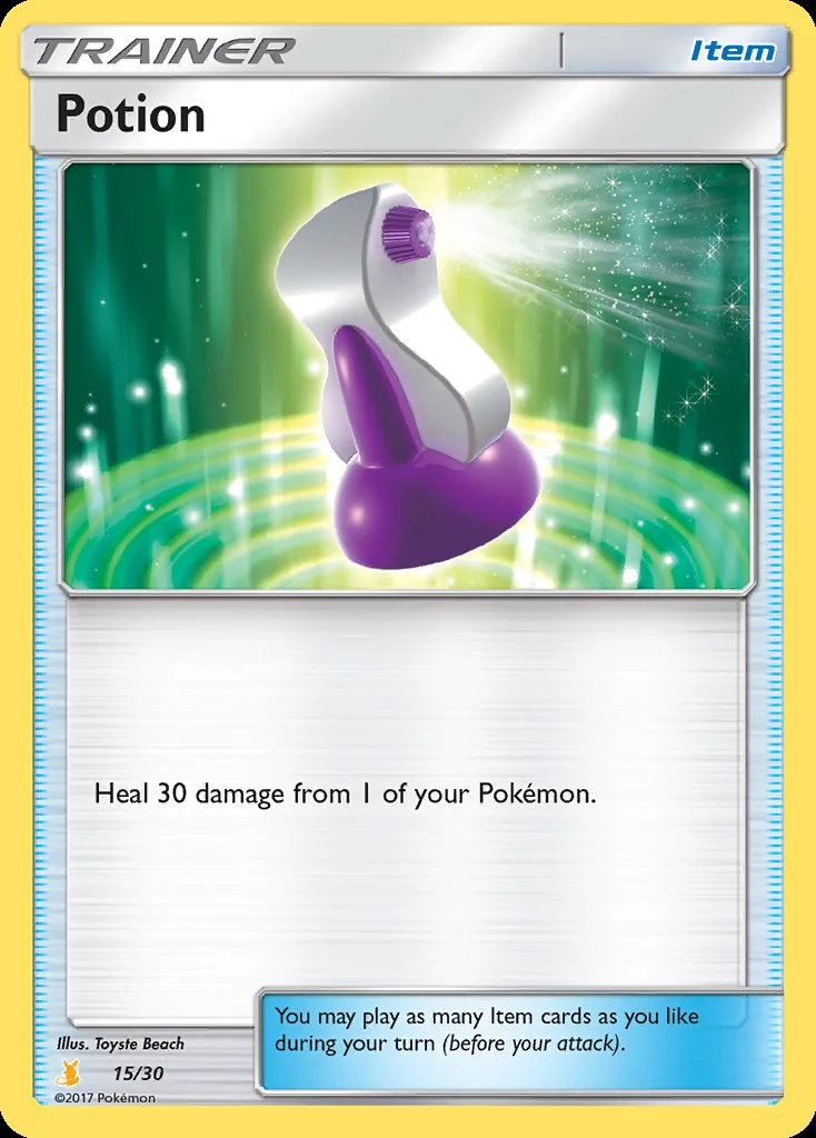 Potion, SM trainer Kit (Alolan Raichu) 15/30, English card reference; edition and finish may differ