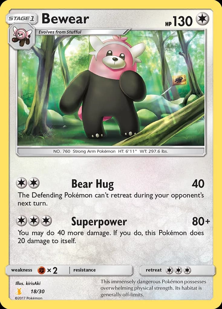 Bewear, SM trainer Kit (Alolan Raichu) 18/30, English card reference; edition and finish may differ
