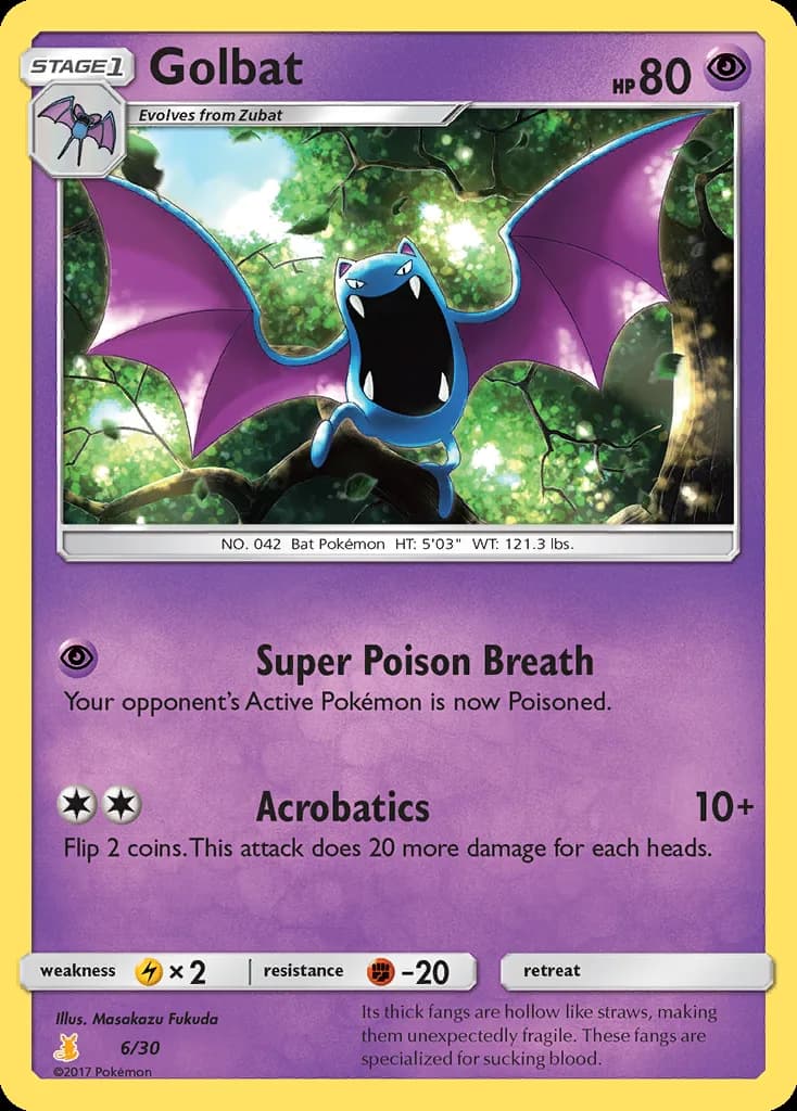 Golbat, SM trainer Kit (Alolan Raichu) 6/30, English card reference; edition and finish may differ
