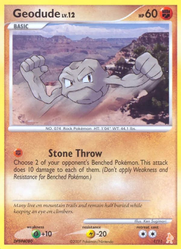 Geodude, DP trainer Kit (Lucario) 1/11, English card reference; edition and finish may differ