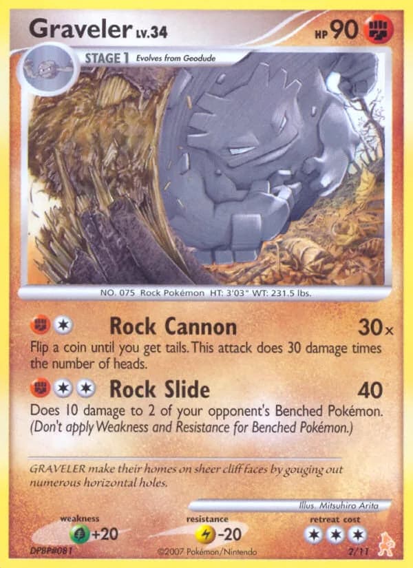 Graveler, DP trainer Kit (Lucario) 2/11, English card reference; edition and finish may differ
