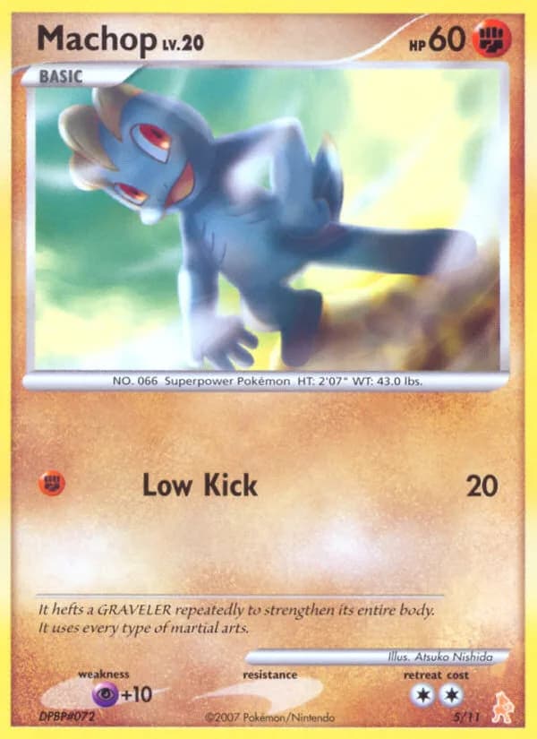 Machop, DP trainer Kit (Lucario) 5/11, English card reference; edition and finish may differ