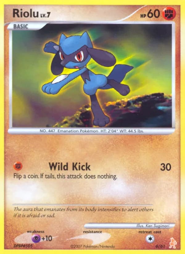Riolu, DP trainer Kit (Lucario) 6/11, English card reference; edition and finish may differ