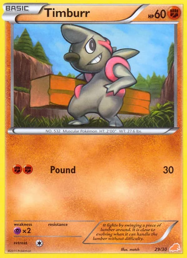 Timburr, BW trainer Kit (Excadrill) 29/30, English card reference; edition and finish may differ