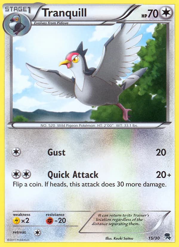 Tranquill, BW trainer Kit (Zoroark) 15/30, English card reference; edition and finish may differ