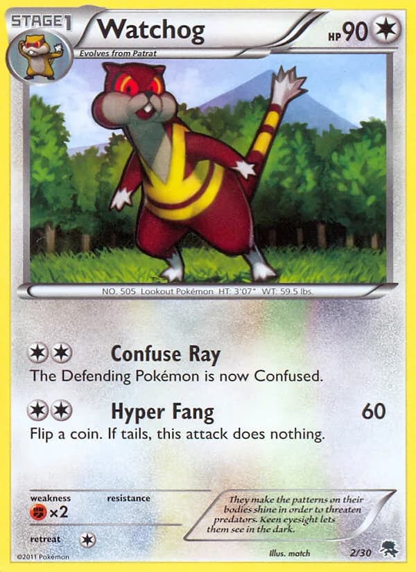 Watchog, BW trainer Kit (Zoroark) 2/30, English card reference; edition and finish may differ