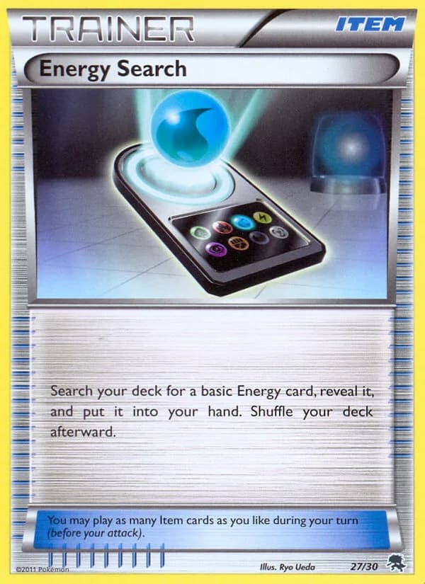 Energy Search, BW trainer Kit (Zoroark) 27/30, English card reference; edition and finish may differ